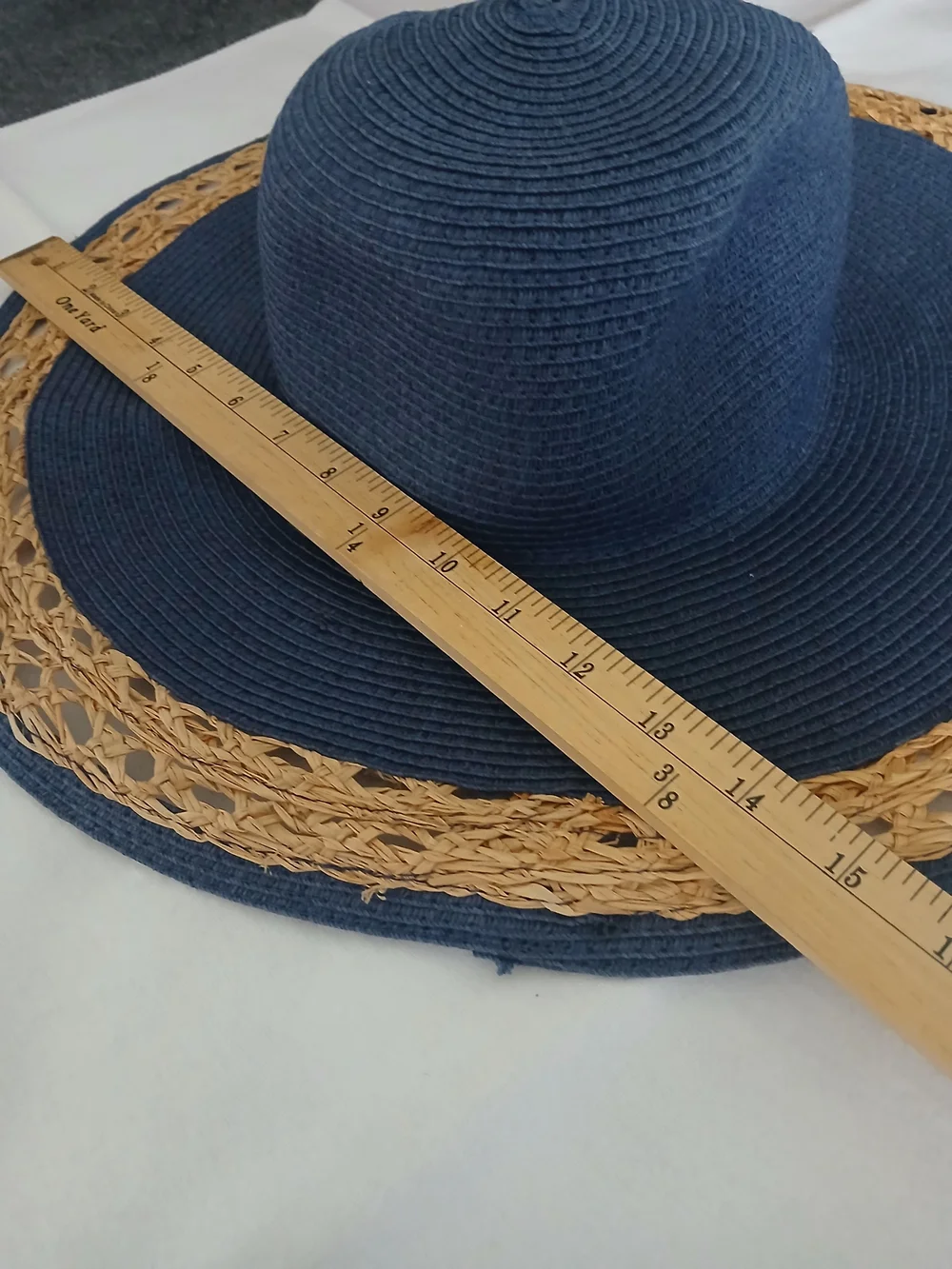 D&Y Navy Wide-Brim Straw Accent Sun Hat